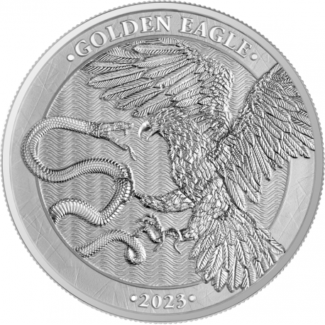 . 1 aaaaacoin MALTA 5 EUROS 2023 GOLDEN EAGLE y CRUZ MEDIEVAL 1ª MONEDA DE PLATA ONZA Oz CÁPSULA