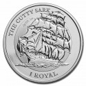 . 1 aaaaacoin BRITISH INDIAN OCEAN TERRITORY 1 ROYAL 2021 BARCO CUTTY SARK MONEDA DE PLATA PURA Inglaterra ONZA OZ