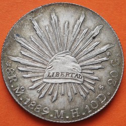 . @PRECIOSA@ MEXICO 8 REALES 1888 MH Mo GORRO FRIGIO KM.377.10 MONEDA DE PLATA República Mexicana (BOTH)