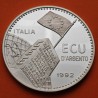ITALIA ECU 1992 BANCO CENTRAL - TRATADO DE ROMA MONEDA DE PLATA PROOF 39 mm 0,74 onzas Tirada 7500