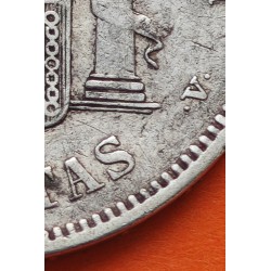 @RARA@ ESPAÑA 5 PESETAS 1893 * 18 -- PGV REY ALFONSO XIII KM.700 MONEDA DE PLATA (DURO) Spain silver R/5