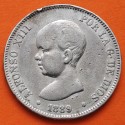 ESPAÑA 5 PESETAS 1889 * 18 89 MPM REY ALFONSO XIII KM.689 MONEDA DE PLATA (DURO) Spain silver R/2