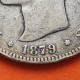 @ESCASA@ ESPAÑA 5 PESETAS 1879 * -- -- EMM REY ALFONSO XII KM.676 MONEDA DE PLATA (DURO) Spain silver R/5
