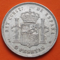 ESPAÑA 5 PESETAS 1890 * 18 90 PGM REY ALFONSO XIII MONEDA DE PLATA (DURO) KM.689 Spain silver coin R/3