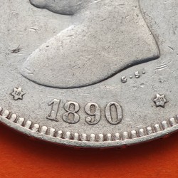 ESPAÑA 5 PESETAS 1890 * 18 90 PGM REY ALFONSO XIII MONEDA DE PLATA (DURO) KM.689 Spain silver coin R/3
