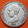 ESPAÑA 5 PESETAS 1891 * 18 91 PGM REY ALFONSO XIII KM.689 MONEDA DE PLATA (DURO) Spain silver R/3