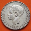 ESPAÑA 5 PESETAS 1897 * 18 97 SGV REY ALFONSO XIII KM.707 MONEDA DE PLATA (DURO) Spain silver R/4