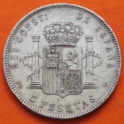 ESPAÑA 5 PESETAS 1897 * 18 97 SGV REY ALFONSO XIII KM.707 MONEDA DE PLATA (DURO) Spain silver R/4