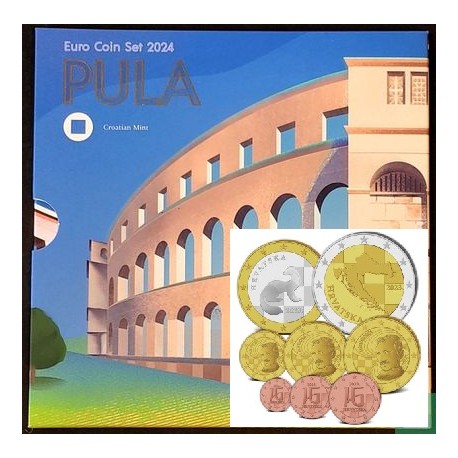 . 1 aaaaacoin CROACIA CARTERA OFICIAL EUROS 2024 SC 1+2+5+10+20+50 Cts y 1€ + 2 EUROS 2024 SET KMS Croatia