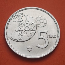 @DURO DEL ERROR - LUJO@ ESPAÑA 5 PESETAS 1975 * 80 MUNDIAL JUAN CARLOS I @RARA@ MONEDA DE NICKEL SIN CIRCULAR
