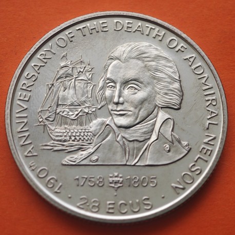 GIBRALTAR 2,8 ECU 1995 ALMIRANTE NELSON y BARCO HMS VICTORY KM.494 MONEDA DE NICKEL SC