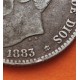 ESPAÑA Rey ALFONSO XII 1 PESETA 1883 * -- 83 MSM REY y ESCUDO KM.686 MONEDA DE PLATA @ESCASA@ Spain silver R/1