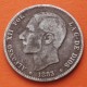 ESPAÑA Rey ALFONSO XII 1 PESETA 1883 * -- 83 MSM REY y ESCUDO KM.686 MONEDA DE PLATA @ESCASA@ Spain silver R/1
