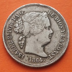 . @ESCASA - FALSA DE ÉPOCA@ ESPAÑA Reina ISABEL II 40 CENTIMOS DE ESCUDO 1864 Ceca de MADRID KM.628.2 MONEDA DE PLATA MBC-
