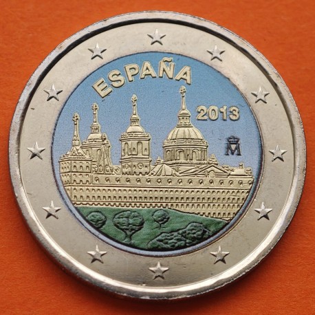 @MONEDA EN COLORES@ ESPAÑA 2 EUROS 2013 MONASTERIO DE EL ESCORIAL SIN CIRCULAR BIMETALICA CONMEMORATIVA CAPSULA