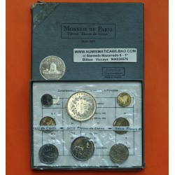 8 monedas x 1973 FRANCIA Coffret FLEURS DE COINS SPECIMEN Francia 10 FRANCOS 1973 PLATA ESTUCHE DETERIORADO