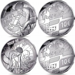 . @2 monedas@ FRANCIA 10 EUROS 2025 TOUR DE FRANCE CICLISMO LLEGADA y SALIDA PLATA ESTUCHE PROOF