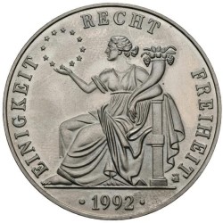 ALEMANIA 1 ECU 1992 EUROPA DAMA CON ESPADA DEUTSCHLAND EINIGKEIT RECHT FREIHEIT MONEDA DE NICKEL SC Germany