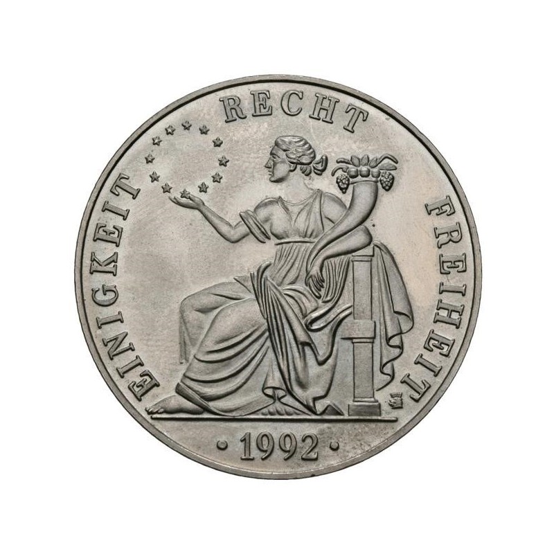 ALEMANIA 1 ECU 1992 EUROPA DAMA CON ESPADA DEUTSCHLAND EINIGKEIT RECHT FREIHEIT MONEDA DE NICKEL SC Germany