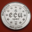 @PROOF + Imperfecciones@ BELGICA 5 ECUS 1987 EMPERADOR CARLOS V KM.166 MONEDA DE PLATA Belgium silver 5 ECU 1987 R/3