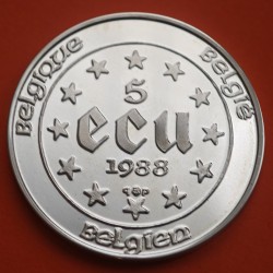 @SOMBRA JUNTO AL BUSTO@ BELGICA 5 ECUS 1988 CARLOS V KM.166 MONEDA DE PLATA PROOF 5 ECU 1988 Belgium silver 0,61 ONZAS R/2