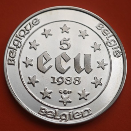 @SOMBRA JUNTO AL BUSTO@ BELGICA 5 ECUS 1988 CARLOS V KM.166 MONEDA DE PLATA PROOF 5 ECU 1988 Belgium silver 0,61 ONZAS R/2