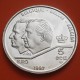 BELGICA 5 ECU 1997 REY ALBERTO y BALDUINO TRATADO DE ROMA KM.205 MONEDA PLATA PROOF + IMPERFECCIONES Belgium silver