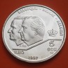 BELGICA 5 ECU 1997 REY ALBERTO y BALDUINO TRATADO DE ROMA KM.205 MONEDA PLATA PROOF + IMPERFECCIONES Belgium silver