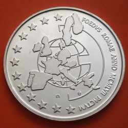 BELGICA 5 ECU 1997 REY ALBERTO y BALDUINO TRATADO DE ROMA KM.205 MONEDA PLATA PROOF + IMPERFECCIONES Belgium silver