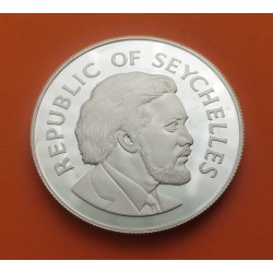 SEYCHELLES 25 RUPIAS 1977 1972 QUEEN ELIZABETH SILVER JUBILEE KM.38 MONEDA DE PLATA PROOF UK Colony 25 Rupees