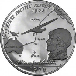 SAMOA I SISIFO 1 DOLAR 1978 AVIADOR CHARLES KINGSFORD SMITH KM.49 MONEDA DE PLATA PROOF ESTUCHE Western Samoa 1 Tala 1978