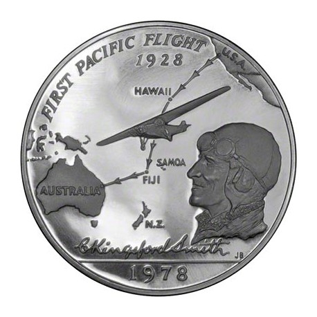 SAMOA I SISIFO 1 DOLAR 1978 AVIADOR CHARLES KINGSFORD SMITH KM.49 MONEDA DE PLATA PROOF ESTUCHE Western Samoa 1 Tala 1978