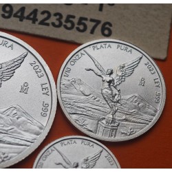 . 4 monedas x MEXICO 1/20 + 1/10 + 1/4  + 1/2 ONZA 2023 ANGEL ALADO PLATA PURA SC silver FRACCIONES DIVISIONAL OZ