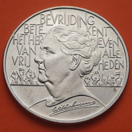 HOLANDA 10 ECU 1995 WILHELMINA 50 AÑOS LIBERACIÓN NAZI KM.X.90 MONEDA DE NICKEL SC ESTUCHE + CERTIFICADO The Netherlands