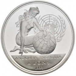 ANDORRA 10 DINERS 1994 DAMA INGRESO EN EUROPA KM.97 MONEDA DE PLATA PROOF 1 ONZA Ley 925