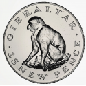 GIBRALTAR 25 PENIQUES 1971 MONO DEL PEÑON KM.5 MONEDA DE NICKEL SC @ESTUCHE@ 25 Pence BARBARY APE