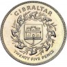 GIBRALTAR 25 PENIQUES 1977 JUBILEO DE ISABEL II KM.10 MONEDA DE NICKEL SC @ESTUCHE@ 25 Pence Silver Jubilee