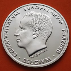 BELGICA 5 ECUS 1993 PRESIDENCIA DE EUROPA Rey BALDUINO KM.185 MONEDA DE PLATA PROOF Belgium silver 5 ECU 1993