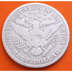 ESTADOS UNIDOS 1/2 DOLAR 1908 P BARBER MONEDA DE PLATA @RARA@ USA Half Dollar silver R/2