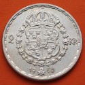 SUECIA 2 KRONOR 1950 TS REY GUSTAV V y ESCUDO REAL KM.815 MONEDA DE PLATA EBC/SC- Sweden silver 2 Coronas