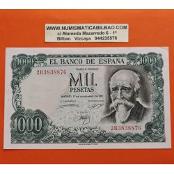 ESPAÑA 1000 PESETAS 1971 JOSE ECHEGARAY Serie 2R Pick 154 BILLETE SC + AGUJEROS DE GRAPA Spain