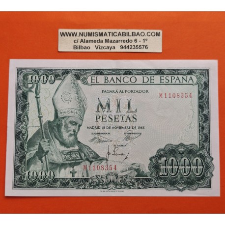 ESPAÑA 1000 PESETAS 1965 SAN ISIDORO SANTIAGO APOSTOL Serie M 1108354 Pick 151 BILLETE MBC + DOBLEZ CENTRAL