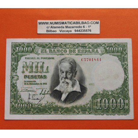 ESPAÑA 1000 PESETAS 1951 JOAQUIN SOROLLA y LA FIESTA DEL NARANCO Serie C 5701844 Pick 143 @RARO@ BILLETE MBC+ Spain