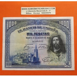 ESPAÑA 1000 PESETAS 1928 REY FERNANDO III Sin serie 0198652 Pick 78 BILLETE MBC + DOBLECES Spain banknote