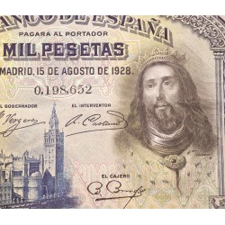 ESPAÑA 1000 PESETAS 1928 REY FERNANDO III Sin serie 1028076 Pick 78 BILLETE MBC+ Spain banknote