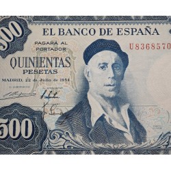 ESPAÑA 500 PESETAS 1954 PINTOR IGNACIO ZULOAGA Serie U 8368570 Pick 154 BILLETE MBC + DOBLEZ Spain banknote