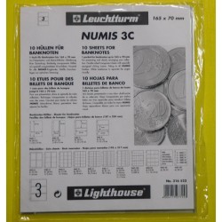 NUMIS 3C --- HOJA PARA BILLETES de 3 ESPACIOS 165mm x 70mm BILLETES, POSTALES... para ALBUM PARDO PEQUEÑO