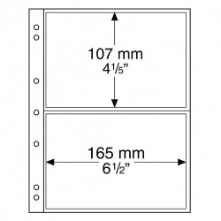 LEUCHTTURM 10 HOJAS DE PLASTICO NUMIS 2C de 2 ESPACIOS 165mm x 107mm BILLETES, POSTALES... para ALBUM PARDO PEQUEÑO