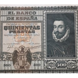 ESPAÑA 500 PESETAS 1940 DON JUAN DE AUSTRIA y BARCO Serie A 3059189 Pick 119 @BILLETE RARO@ Spain banknote