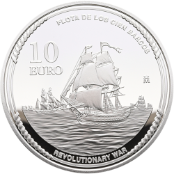 . @17/MARZO Envío@ ESPAÑA 10 EUROS 2026 ALMIRANTE JOSE SOLANO y BOTE Revolutionary War MONEDA DE PLATA FNMT